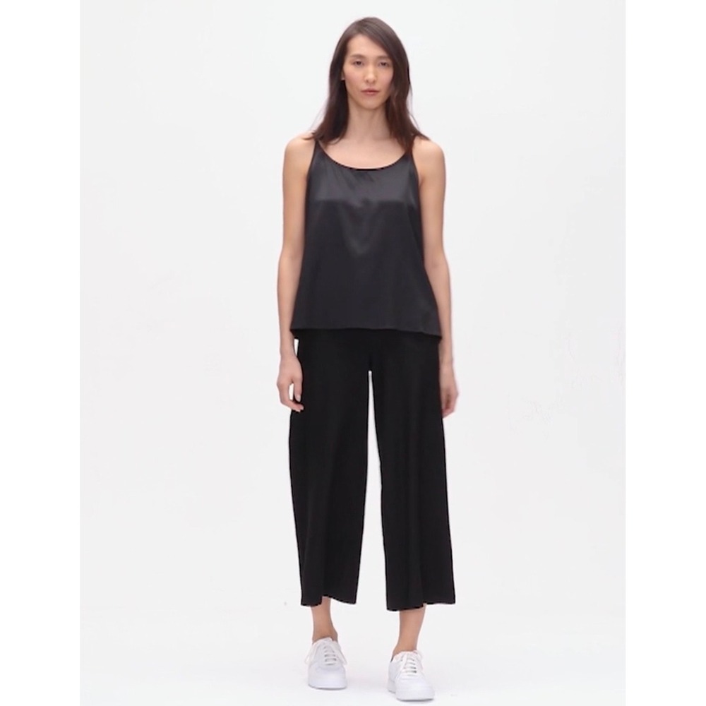 Eileen Fisher Silk Blend Camisole Tank Top Small Black Adjustable Straps